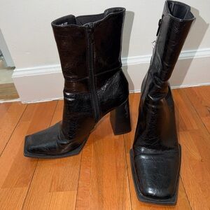 TOPSHOP Square-Toe Mid-Calf Boots